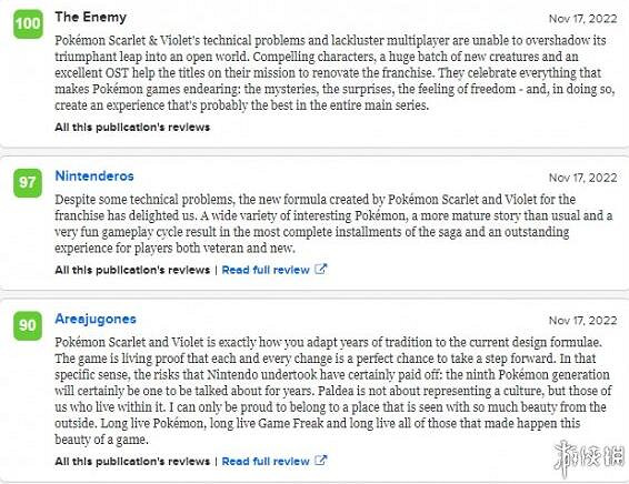 《寶可夢朱紫》評分高嗎？媒體評分一覽