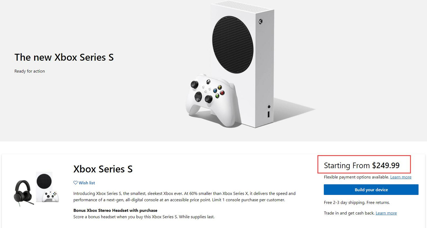 微軟官方黑五勁爆促銷：次世代主機XSS竟比NS還便宜！