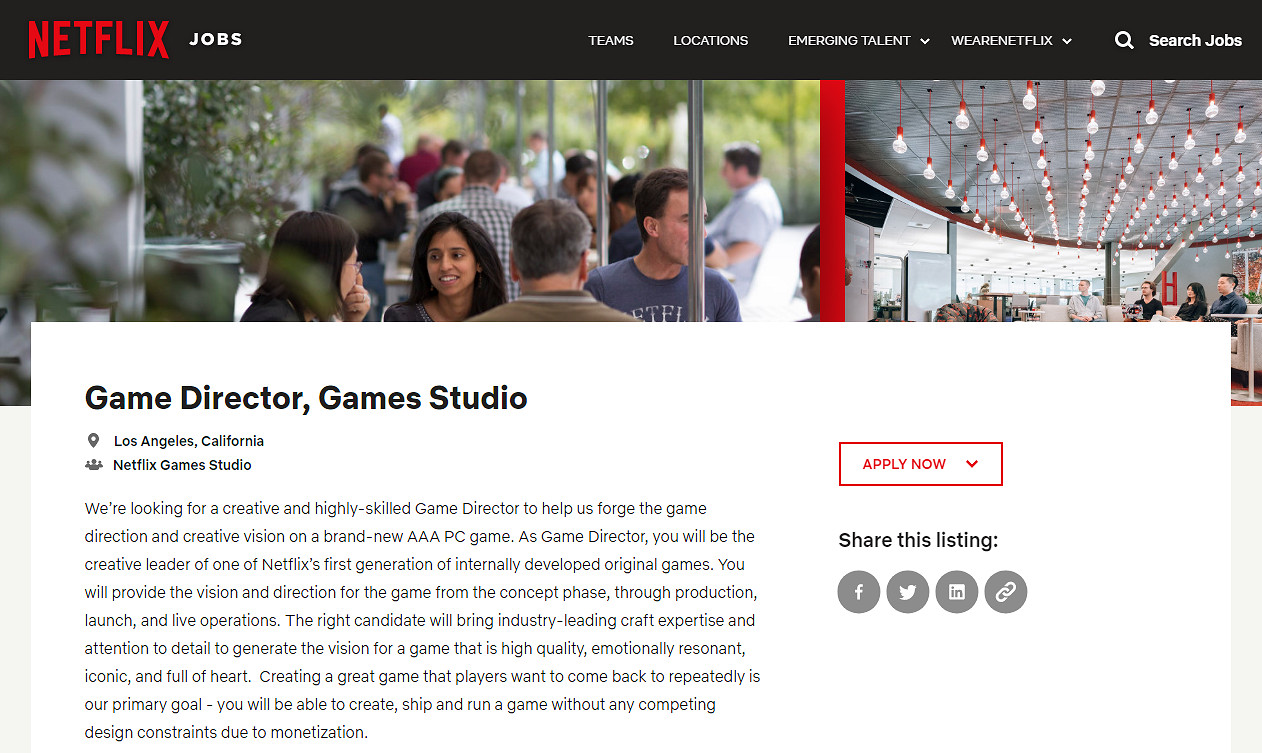 網飛或要涉足3A遊戲製作!正在招聘虛幻引擎開發人員 網飛或要涉足3A遊戲製作!正在招聘虛幻引擎開發人員