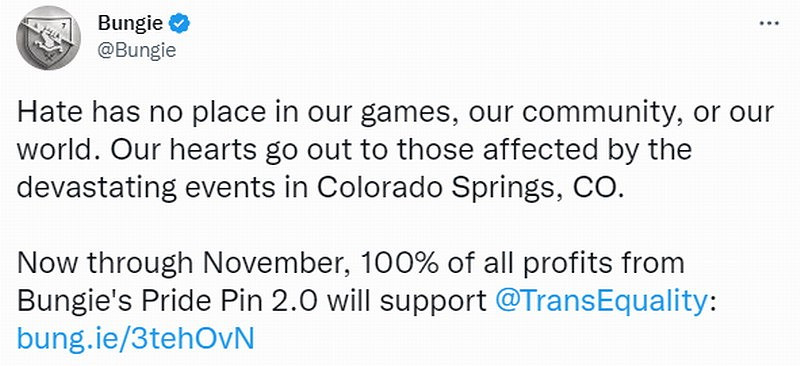 Bungie給LGBTQ+社區捐款:我們的遊戲裡沒有仇恨 Bungie給LGBTQ+社區捐款:我們的遊戲裡沒有仇恨