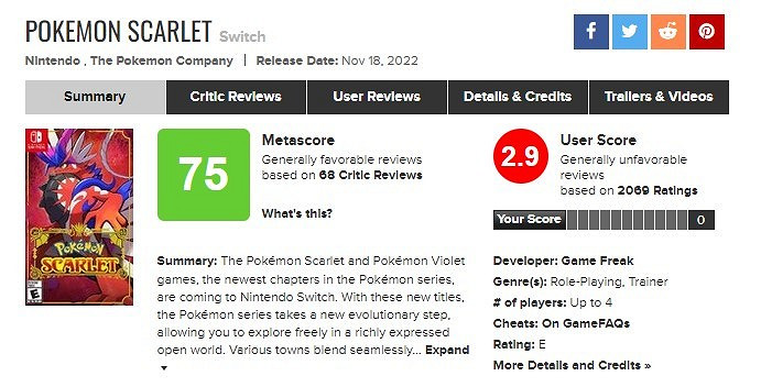 《寶可夢:朱/紫》IGN最終測評得分:6分 《寶可夢:朱/紫》IGN最終測評得分:6分