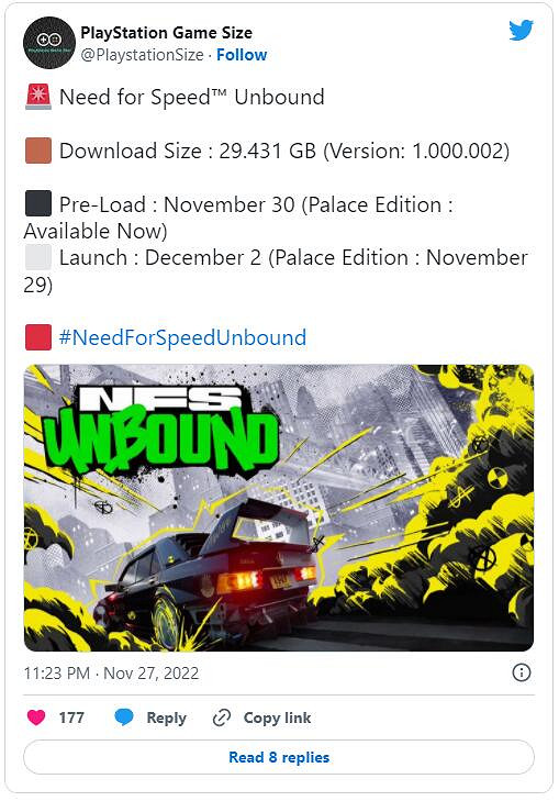 《極速快感:不羈》PS5版容量曝光 預載和發售時間公布 《極速快感:不羈》PS5版容量曝光 預載和發售時間公布