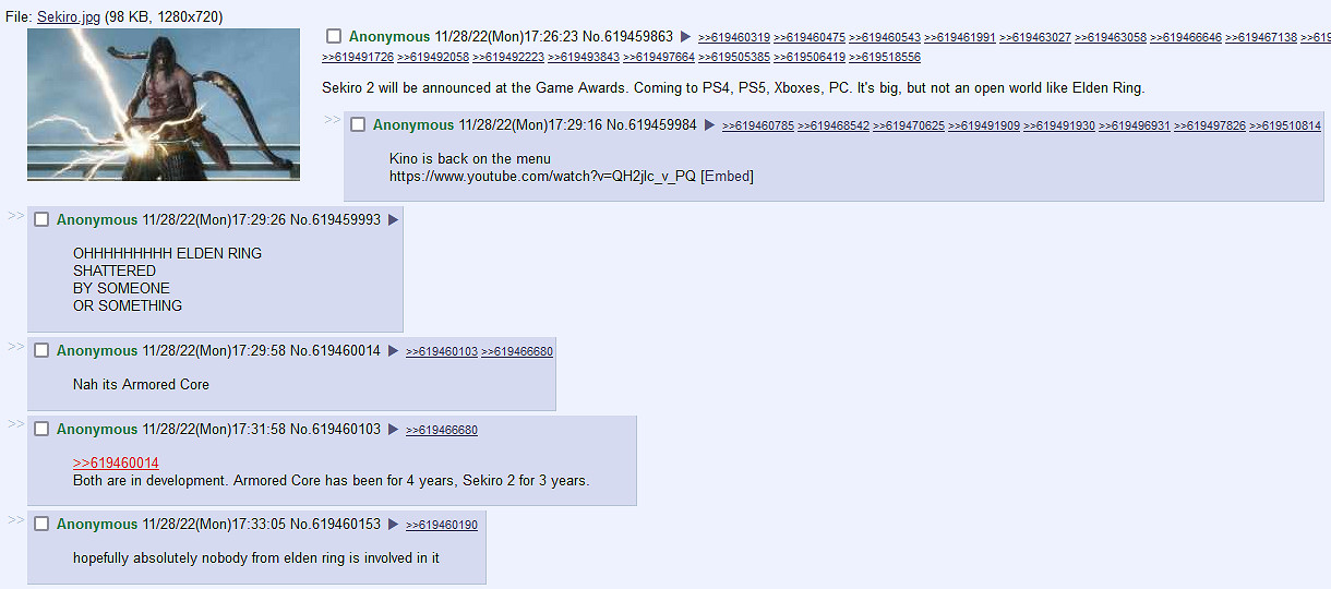 傳聞《隻狼2》將於TGA上公布 網友:你怎麽不說血源4 傳聞《隻狼2》將於TGA上公布 網友:你怎麽不說血源4