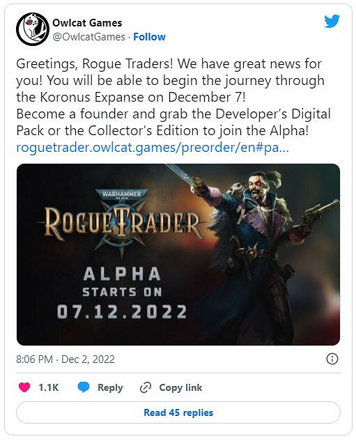 RPG新作《戰鎚40K：行商浪人》12月7日開啟alpha測試