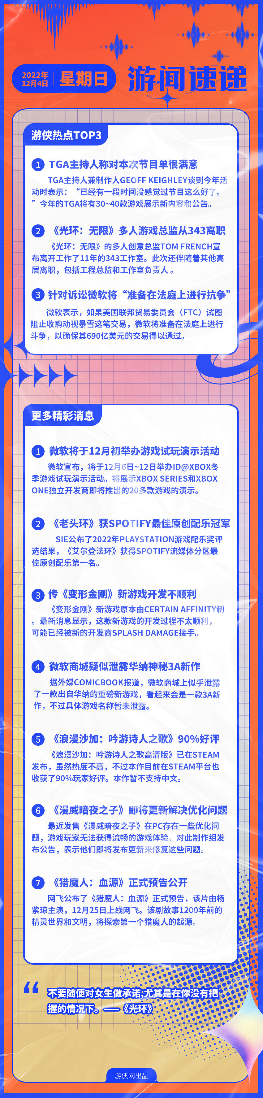 早報：TGA主持人對節目很滿意 微軟將舉行展示活動