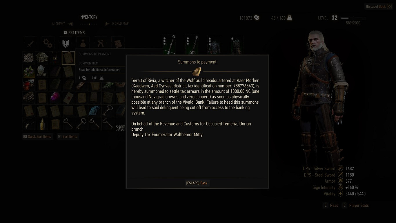 《巫師3:狂獵》DLC石之心稅務官搞笑彩蛋分享 《巫師3:狂獵》DLC石之心稅務官搞笑彩蛋分享