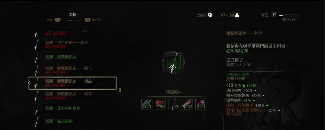 《巫師3：狂獵》狼熊貓獅鷲學派套裝屬性