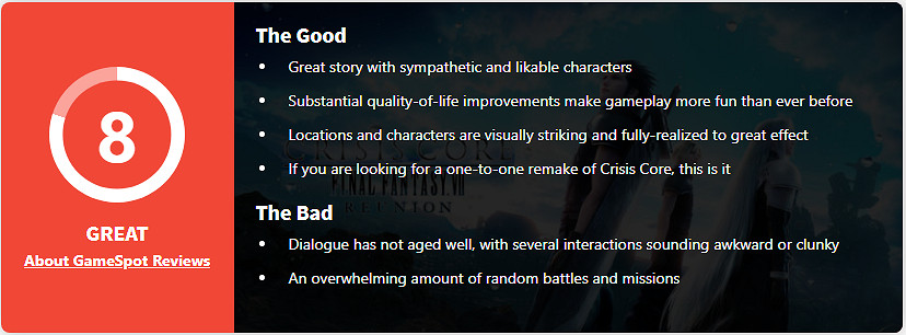 《FF7:核心危機 重聚》全球媒體評分解禁！MC均分79