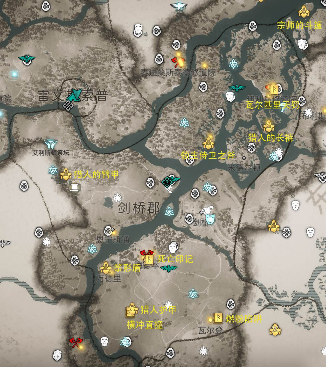 《刺客教條英靈殿》收集攻略地圖分享 地圖收集點標注匯總