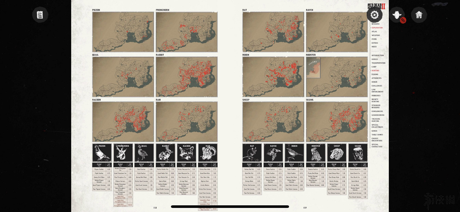 《荒野大鏢客2》物種分布位置地圖一覽 物種有哪些？