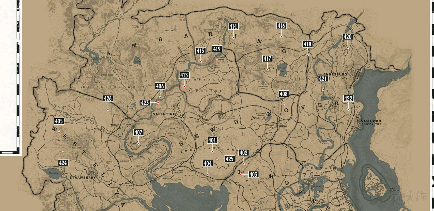 《荒野大鏢客2》恐龍化石在哪裡 全恐龍化石地圖示注 《荒野大鏢客2》恐龍化石在哪裡 全恐龍化石地圖示注