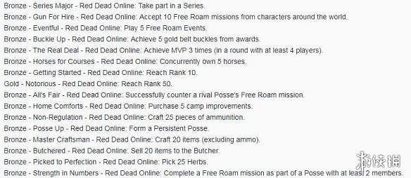《荒野大鏢客2》全成就圖解 遊戲有哪些成就？