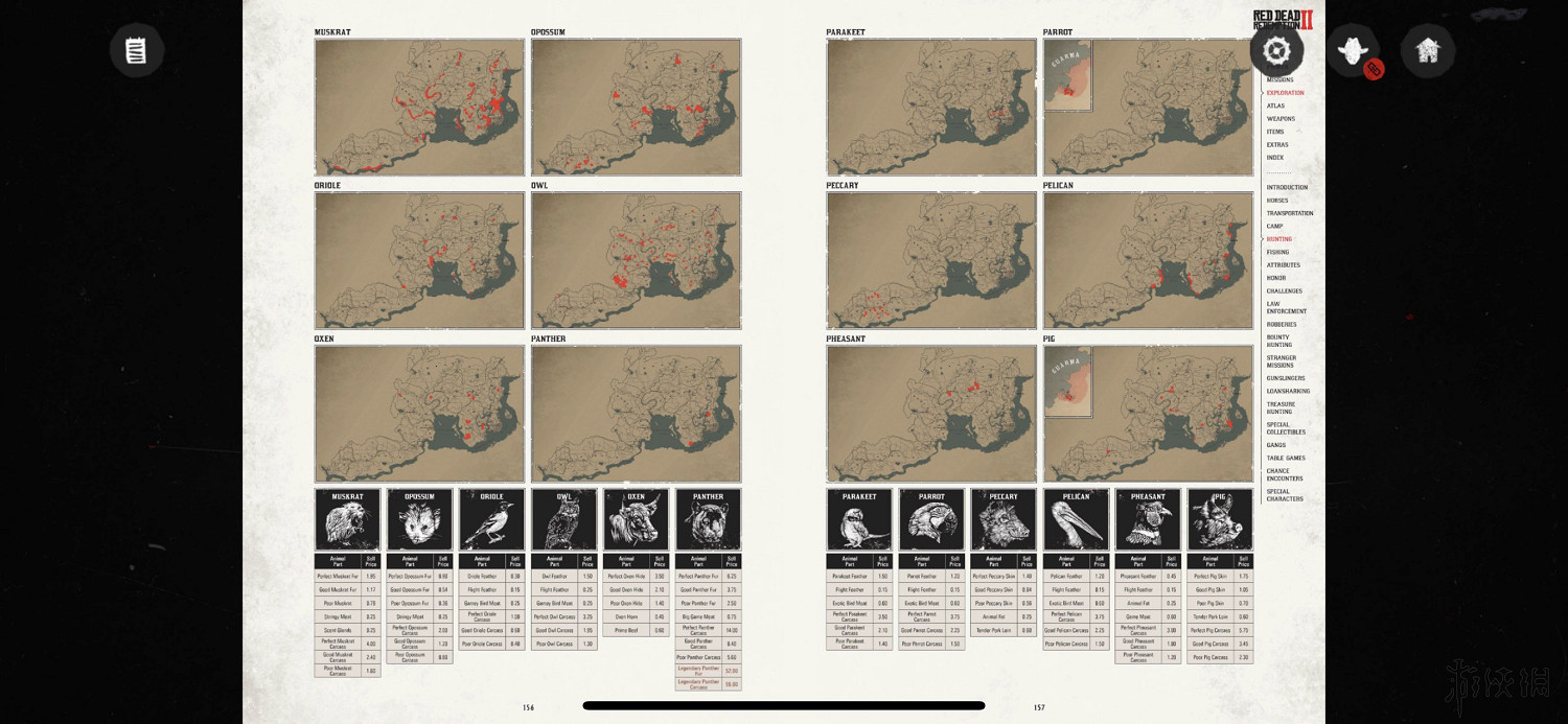 《荒野大鏢客2》物種分布位置地圖一覽 物種有哪些？