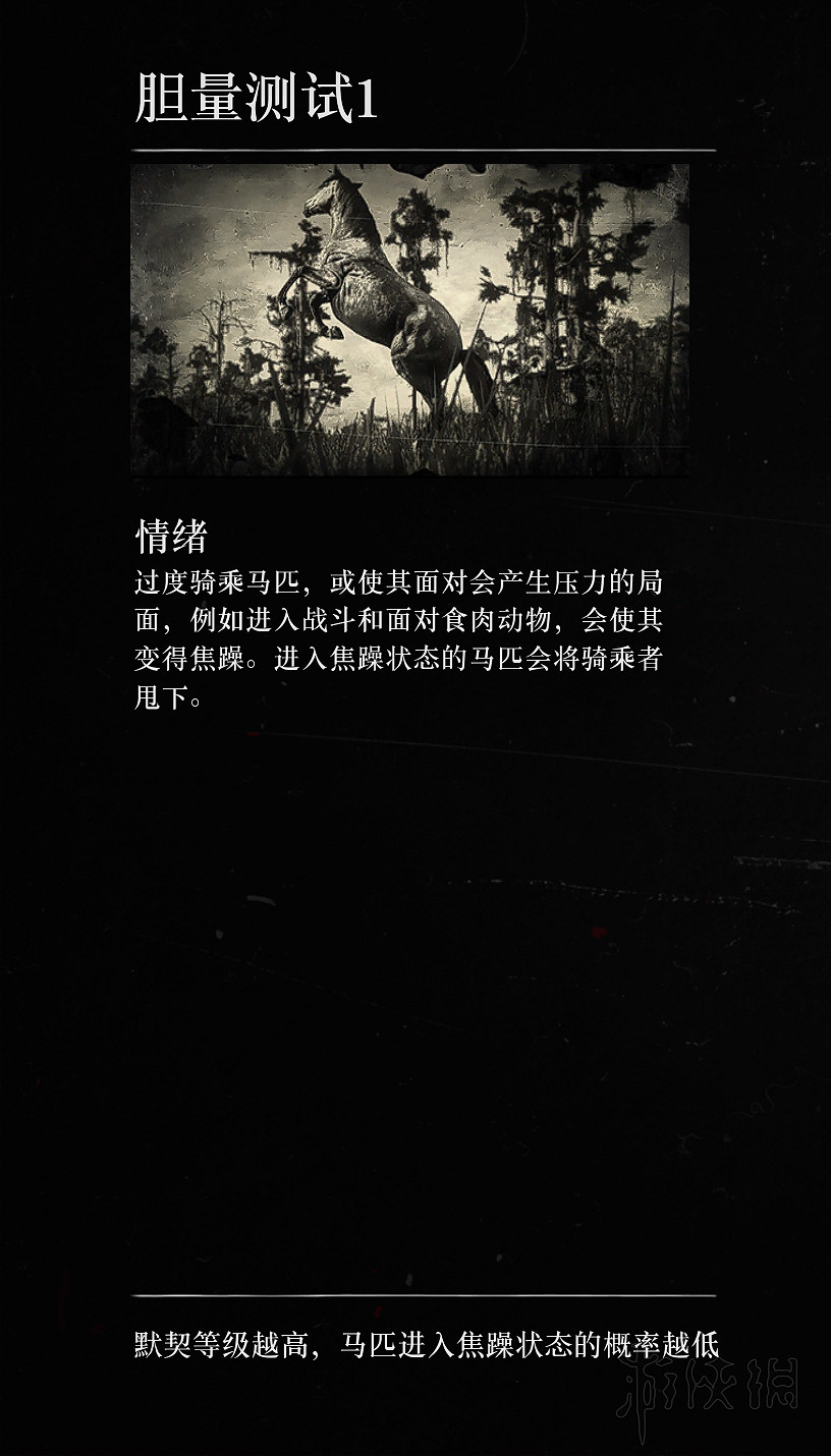 《荒野大鏢客2》馬匹膽量排行分析 馬匹膽量測試分析