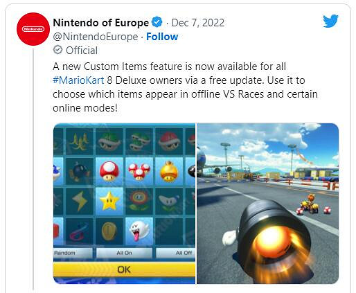 NS《馬裡奧賽車8》發布重大免費更新「自定義道具」 NS《馬裡奧賽車8》發布重大免費更新「自定義道具」