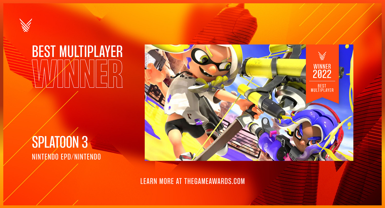 TGA22：NS《斯普拉遁3》榮獲“最佳多人遊戲”大獎！