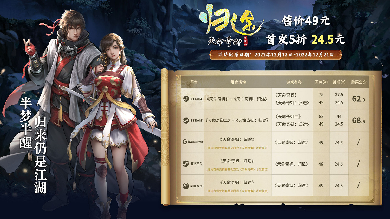 《天命奇御:歸途》今日發售!Steam驚現臨時工bug價 《天命奇御:歸途》今日發售!Steam驚現臨時工bug價