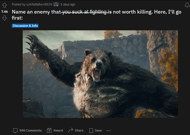 《艾爾登法環》中不值一戰的野怪:盧恩熊擁有姓名! 《艾爾登法環》中不值一戰的野怪:盧恩熊擁有姓名!