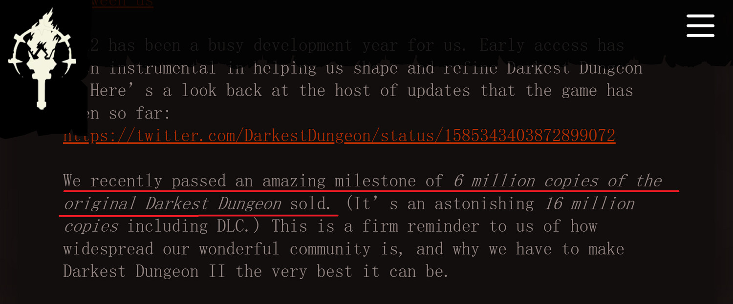《暗黑地牢》銷量破600萬份 《暗黑地牢2》正式版延期