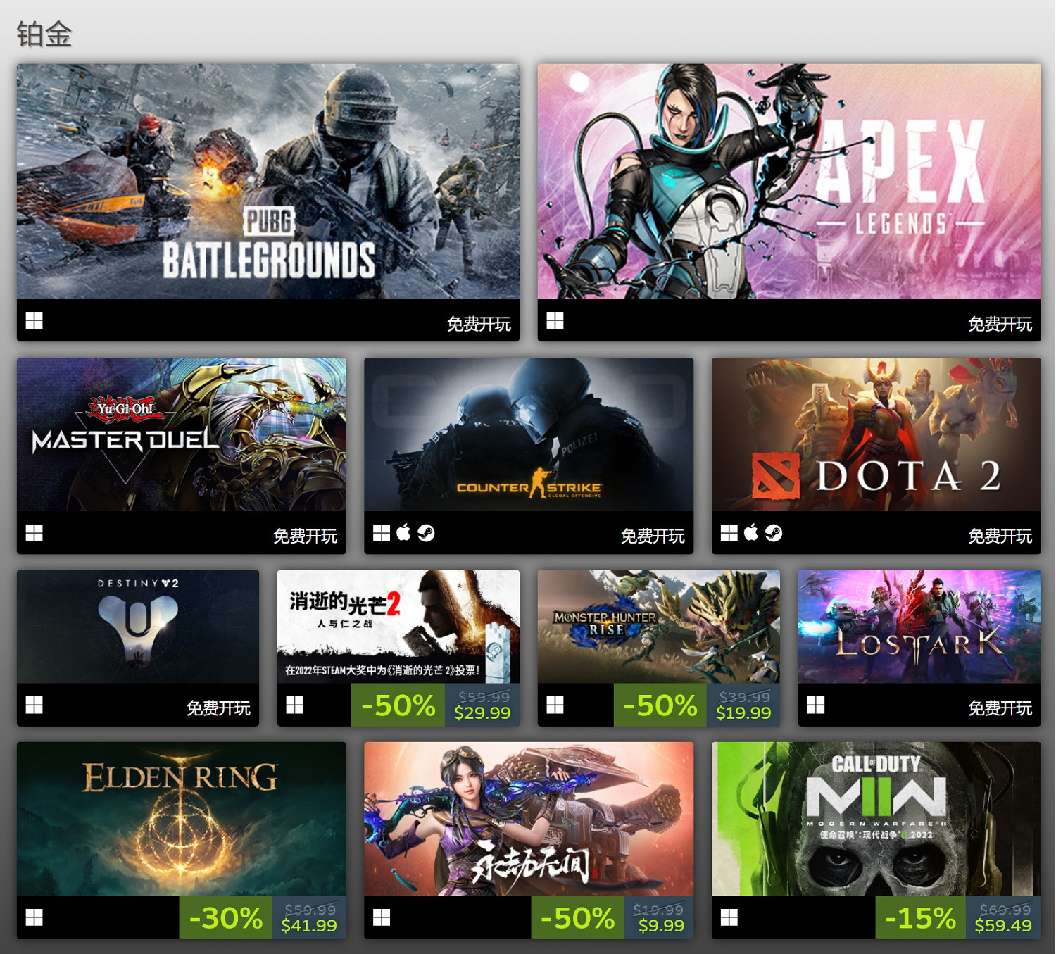 Steam公布2022遊戲排行榜 法環、消光2榮登鉑金級！