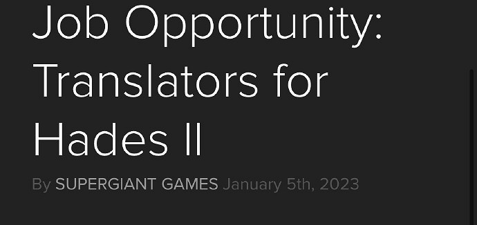 等不及了!《黑帝斯2》開始招募中文字地化工作人員 等不及了!《黑帝斯2》開始招募中文字地化工作人員