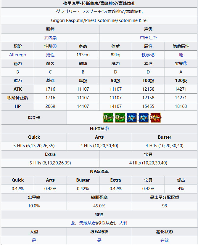 《FGO》言峰綺禮技能一覽 言峰綺禮拉斯普京寶具技能效果 《FGO》言峰綺禮技能一覽 言峰綺禮拉斯普京寶具技能效果