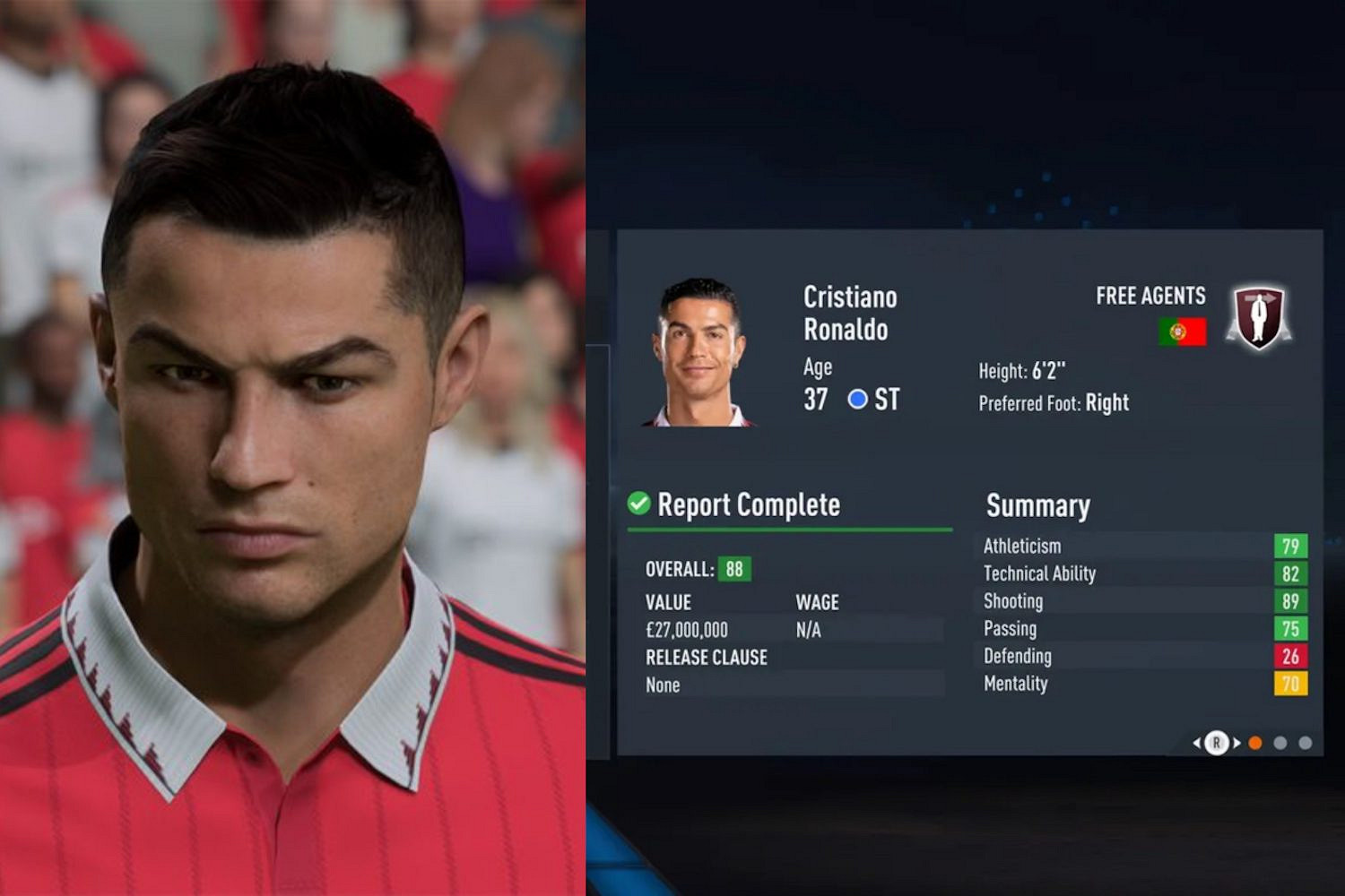 太現實了EA!轉會沙烏地阿拉伯後C羅在《FIFA 23》中評分下降 太現實了EA!轉會沙烏地阿拉伯後C羅在《FIFA 23》中評分下降