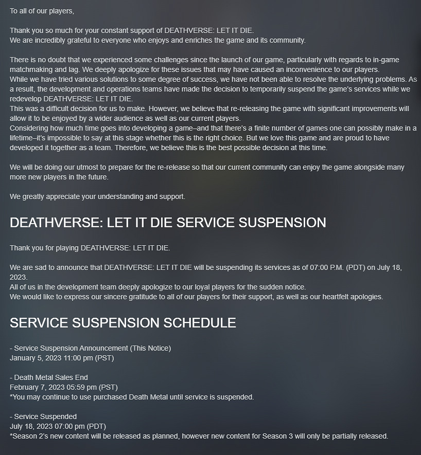 《死亡之旅 讓它去死》官方宣傳停服 將重新開發再發布 《死亡之旅 讓它去死》官方宣傳停服 將重新開發再發布