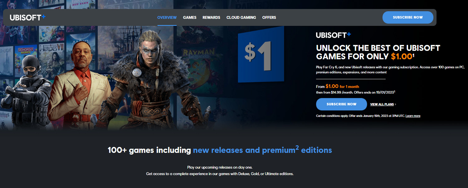 育碧開啟Uplay+會員首月一美元優惠活動 暢玩百款大作