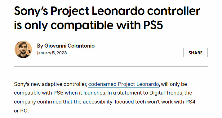 索尼確認無障礙手把不支援PS4和PC 只支援PS5平台! 索尼確認無障礙手把不支援PS4和PC 只支援PS5平台!