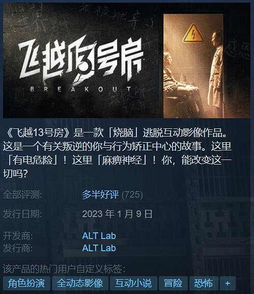 Steam特惠：燒腦遊戲《飛越13號房》首發打折僅28.8元