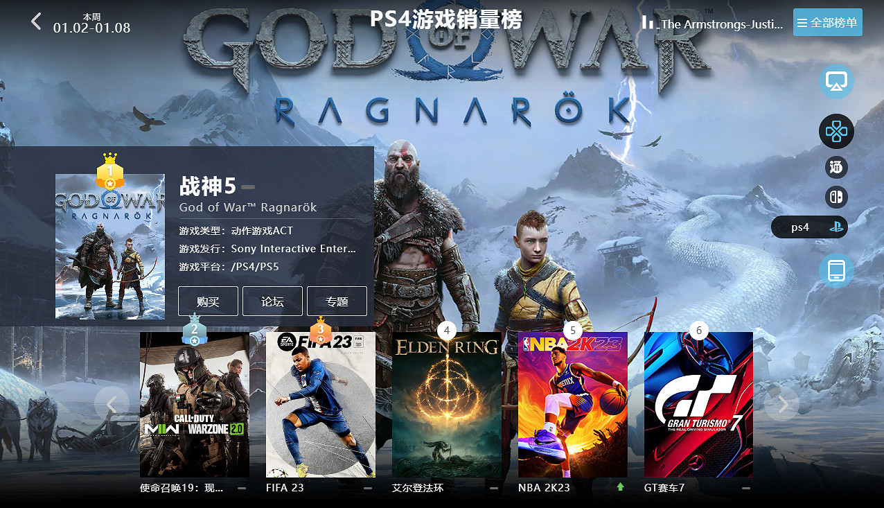 01.02-01.08全球遊戲銷量榜：《艾爾登法環》多平台熱賣！