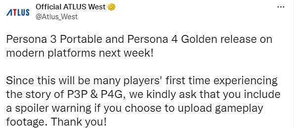Atlus公布《女神異聞錄3P/4G》串流媒體指南:需劇透警告 Atlus公布《女神異聞錄3P/4G》串流媒體指南:需劇透警告