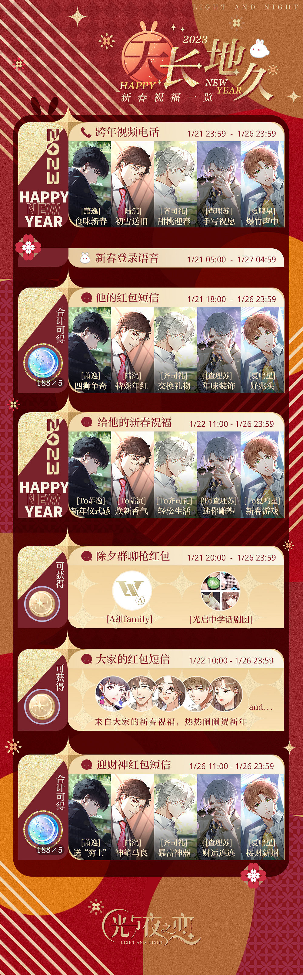 《光與夜之戀》錦歲華年活動介紹 2023卯歲新春特輯一覽 《光與夜之戀》錦歲華年活動介紹 2023卯歲新春特輯一覽