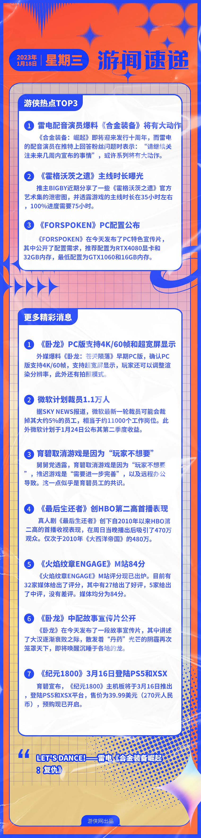 早報：潛龍諜影將有大動作 霍格華茲主線長度曝光