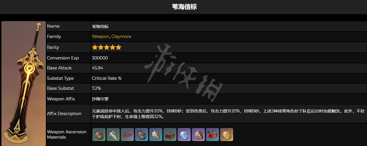 《原神》葦海信標90級屬性 葦海信標滿級面板介紹 《原神》葦海信標90級屬性 葦海信標滿級面板介紹