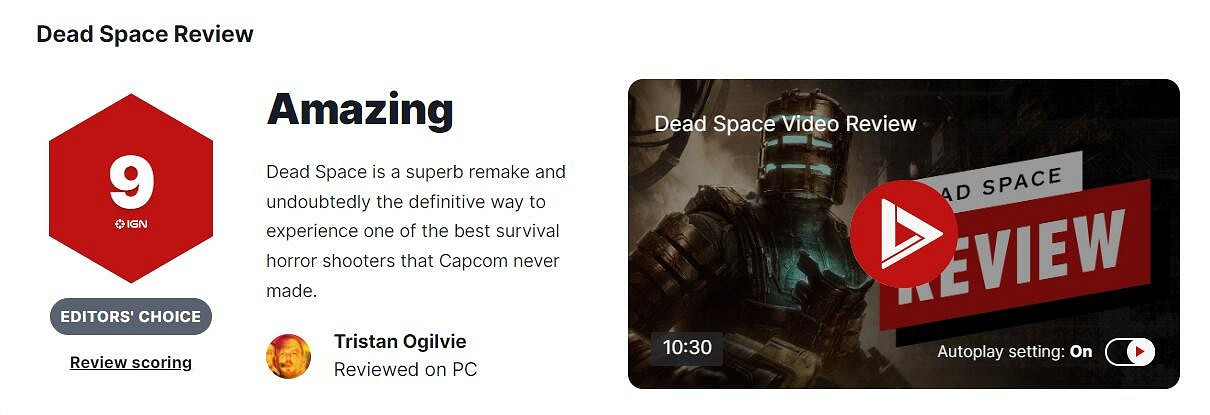 《死亡空間重製版》IGN 9分:相當出色的重製版遊戲! 《死亡空間重製版》IGN 9分:相當出色的重製版遊戲!