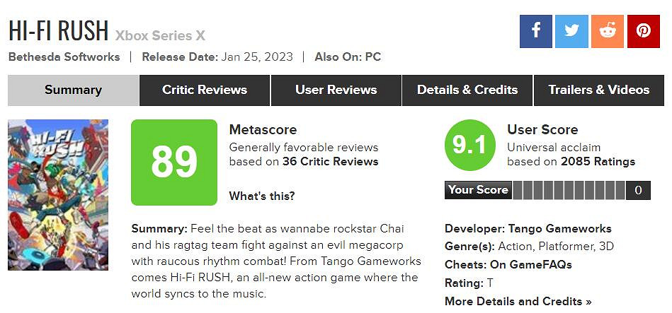 《Hi-Fi Rush》火爆：Steam好評如潮！M站使用者評分9.1