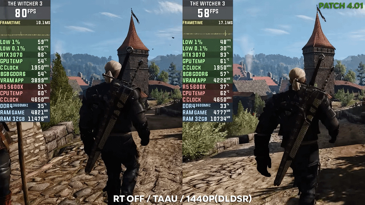 網友分享次世代《巫師3》新老版本對比 幀數相差明顯