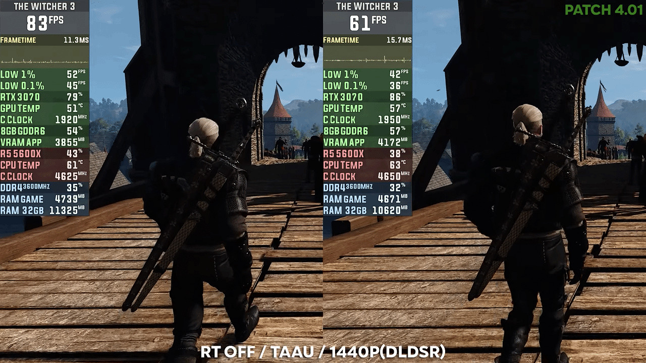 網友分享次世代《巫師3》新老版本對比 幀數相差明顯