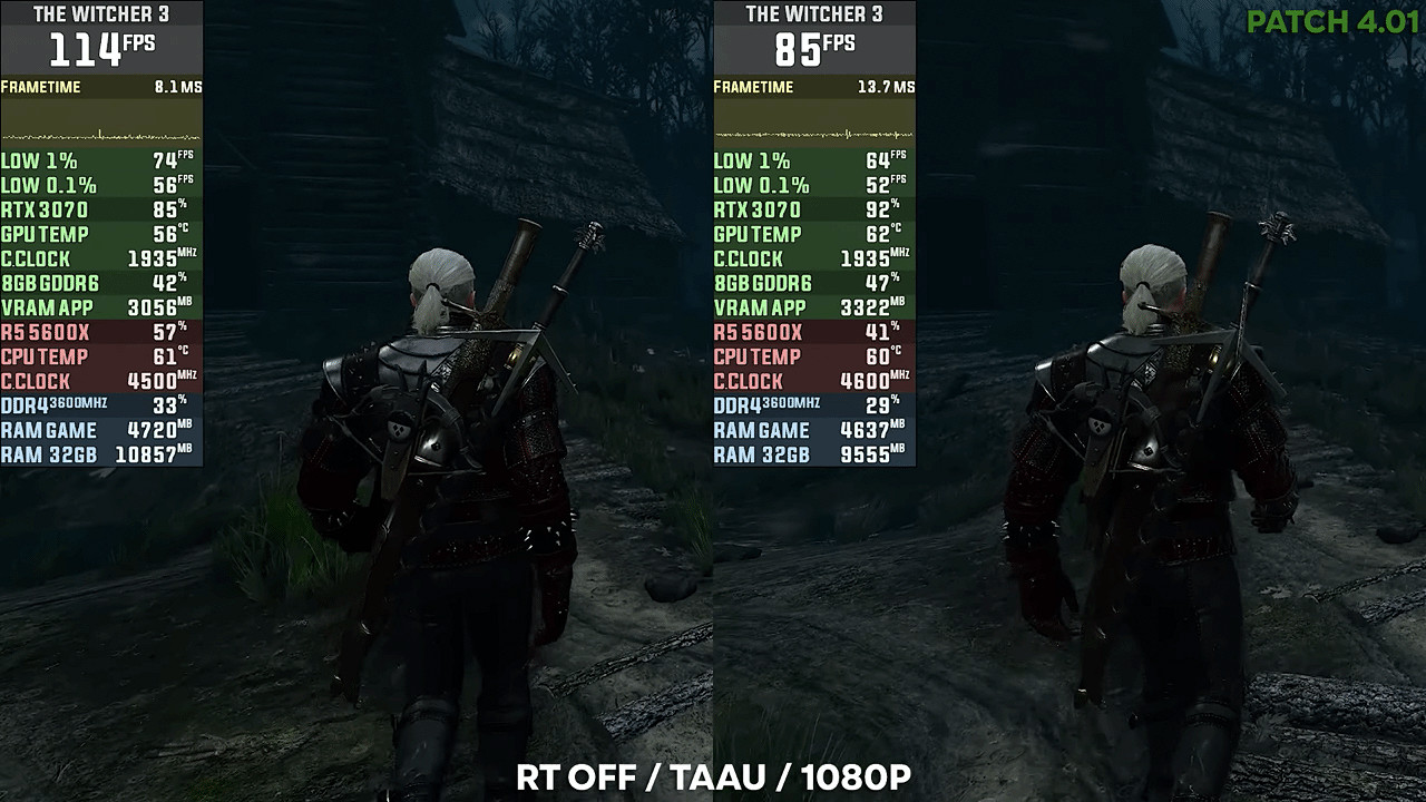 網友分享次世代《巫師3》新老版本對比 幀數相差明顯