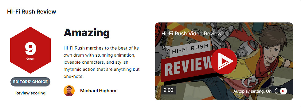 《Hi-Fi RUSH》IGN 9分：難忘的旅程 偉大的動作音遊