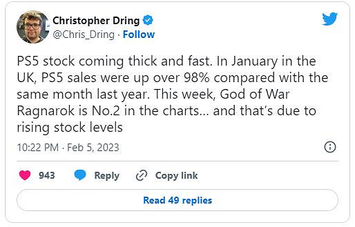 PS5英國1月銷量相比去年暴漲98%！帶動PS5軟體熱銷