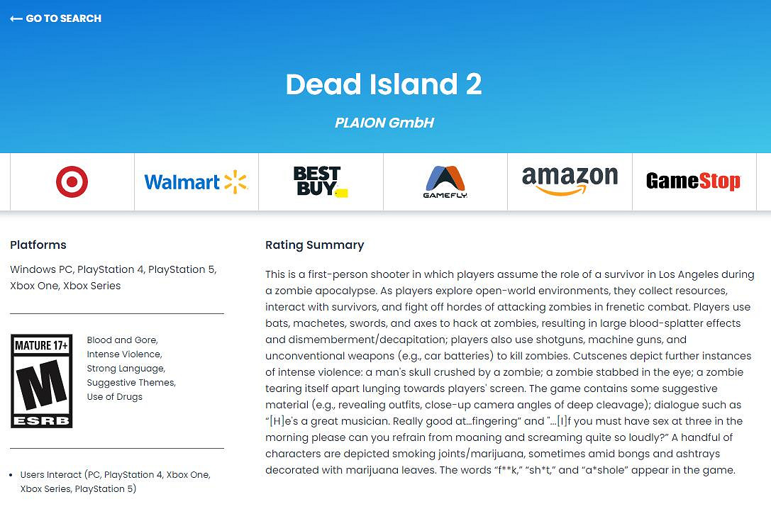 很黃很暴力 少兒不宜!《死亡島2》已通過ESRB評級 很黃很暴力 少兒不宜!《死亡島2》已通過ESRB評級