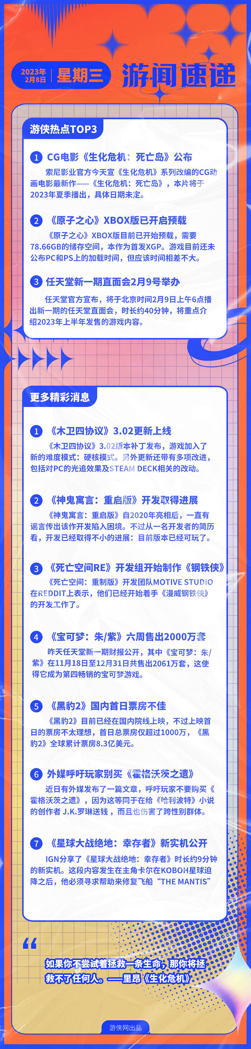 早報:《生化》新CG電影公開 《原子之心》預載 早報:《生化》新CG電影公開 《原子之心》預載