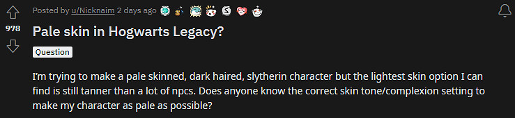 玩家抱怨《霍格華茲》捏臉系統:缺乏淺色的皮膚選項! 玩家抱怨《霍格華茲》捏臉系統:缺乏淺色的皮膚選項!