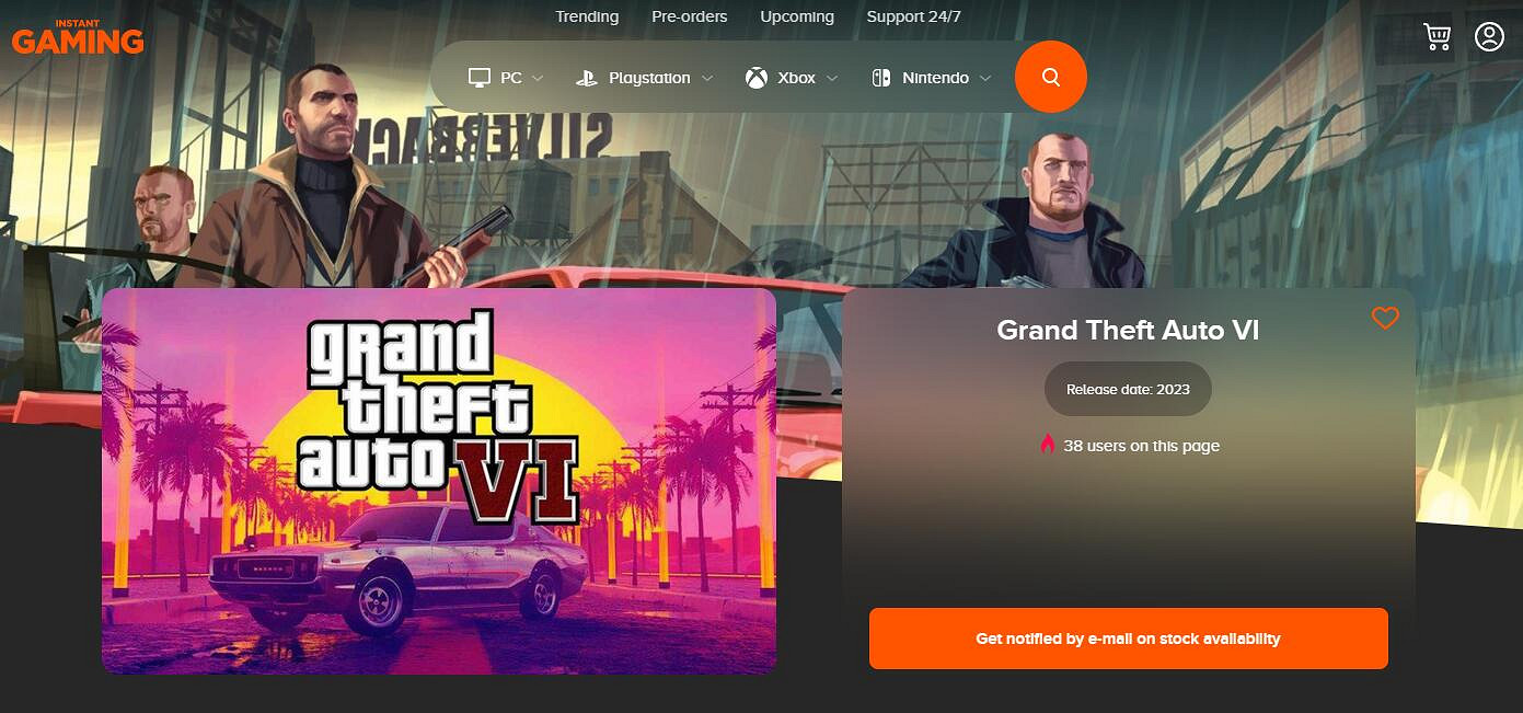 國外遊戲商店上架《GTA6》 頁面顯示將於2023年發售