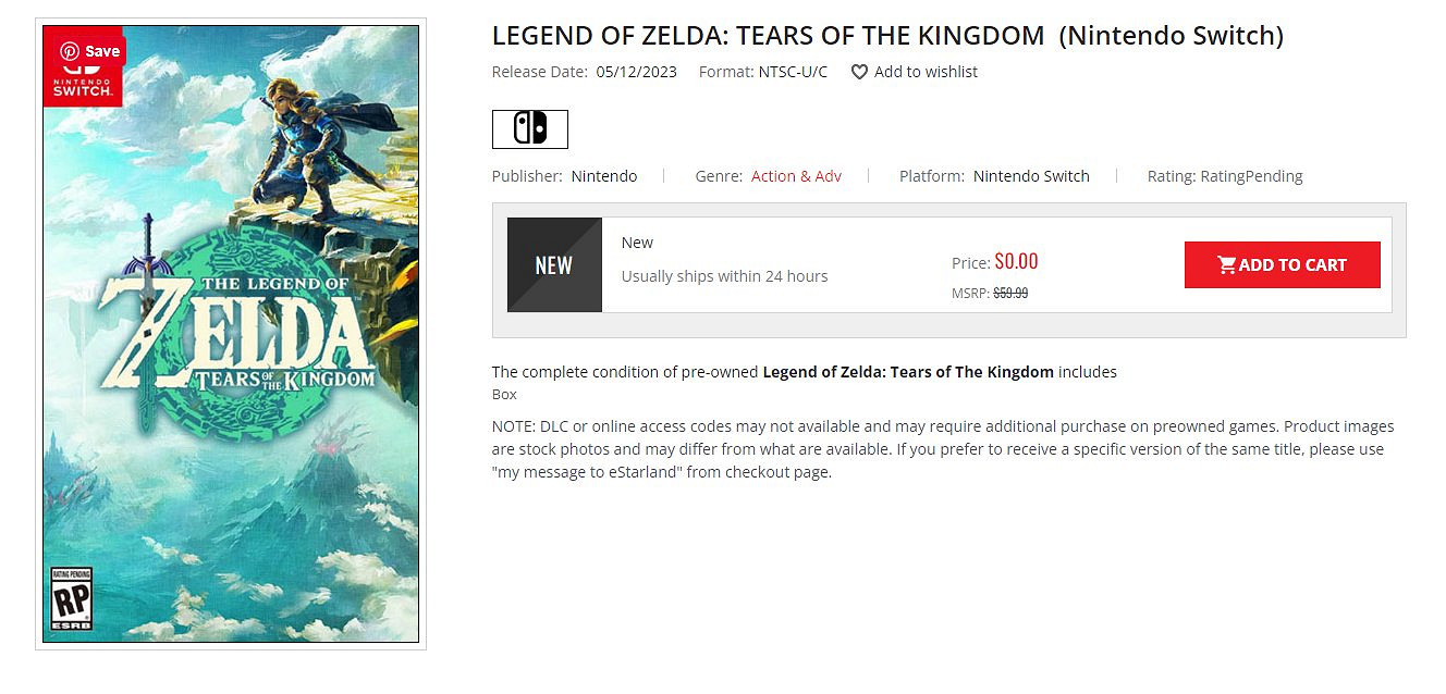 《塞爾達：王國之淚》零元購？國外遊戲商店被擠崩