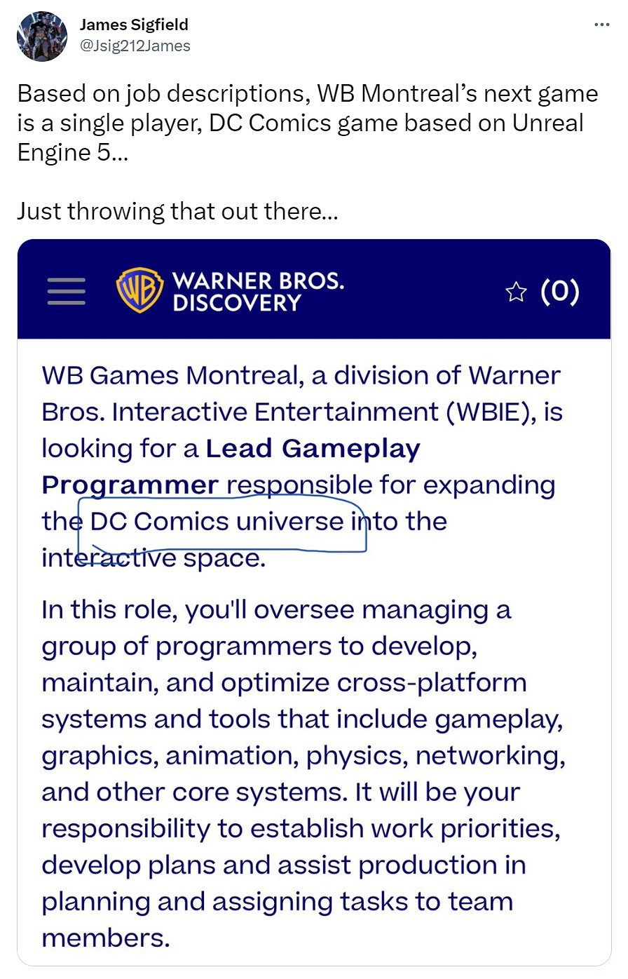 《高譚騎士》開發組新作是單人遊戲！採用虛幻5開發