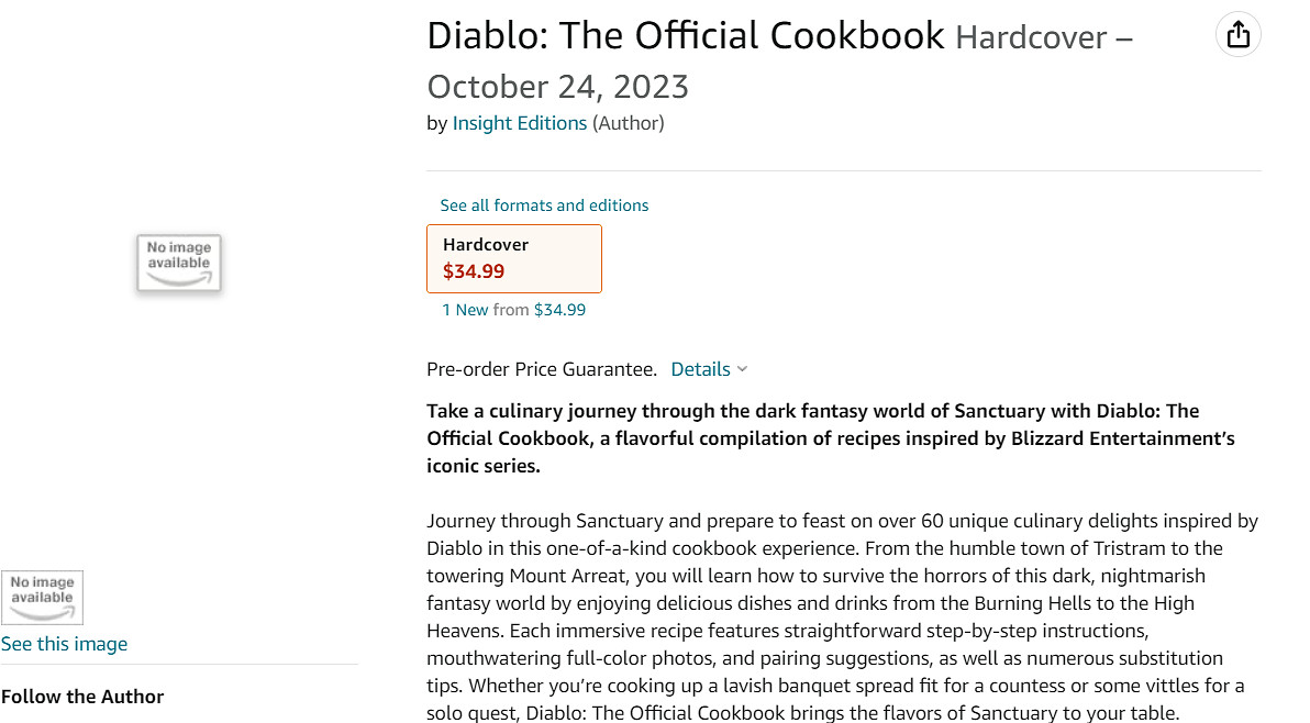 暴雪推出《暗黑破壞神:官方食譜》 售價34.99美元 暴雪推出《暗黑破壞神:官方食譜》 售價34.99美元